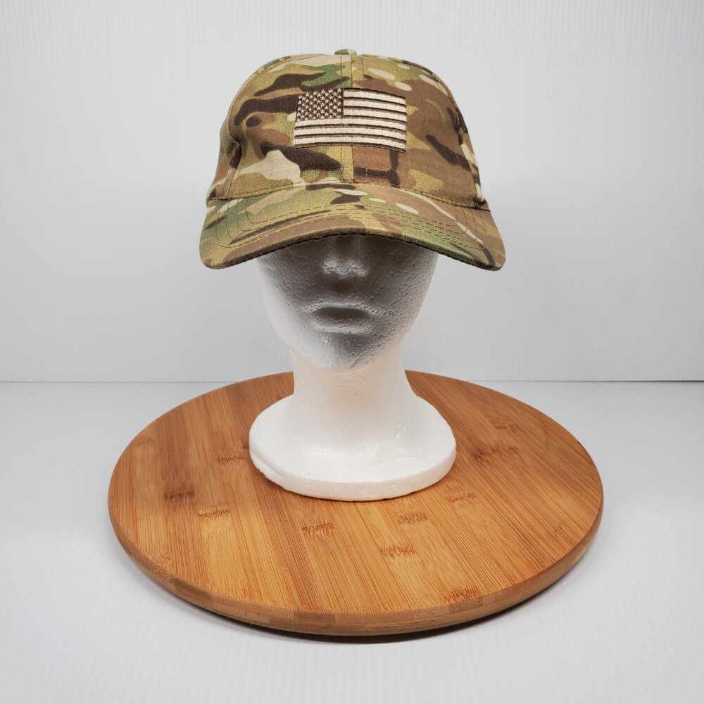 Traditional Camo w American Flag Embroidered Hat Airforce Branded Adjustable Cap